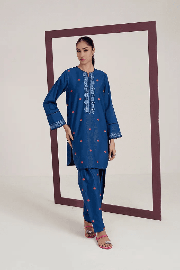 Corduroy Embroidered Shirt And Embroidered Salwar